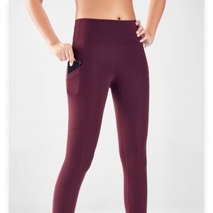 Burgundy leggings high waist with side pockets